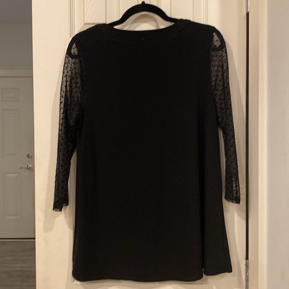 Anne Kline blouse with sheer sleeves size medium in black, loose fit - Picture 6 of 6